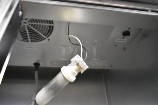 2017 True T-35 stainless steel cooler interior; features fan, wiring, and light fixture. Used condition. 115V, 1 phase.