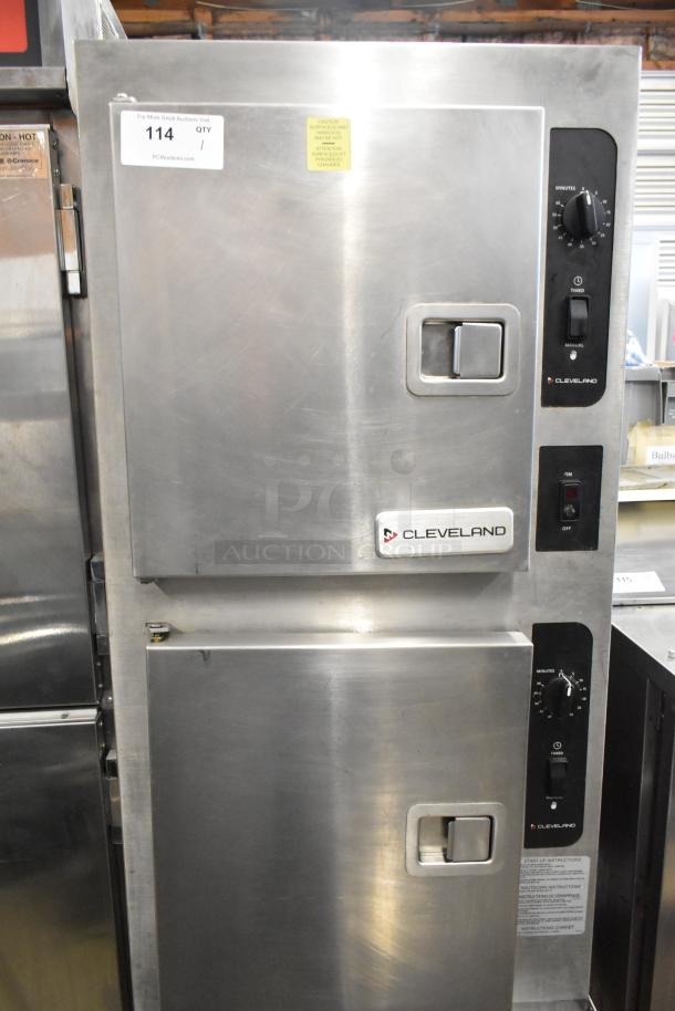 2022 Cleveland 24CGA10 stainless steel commercial steam cabinet, natural gas, 2 deck, excellent condition, branded label.