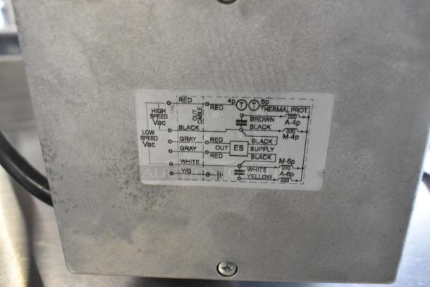 BRAND NEW SCRATCH AND DENT Nidec convection oven motor, 115-120V, 1 phase, wiring diagram visible on label.