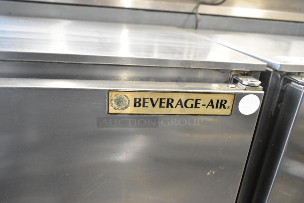Beverage Air UCR72AY-23 stainless steel 3-door undercounter cooler, 115V, 1 phase, visible brand logo plate.