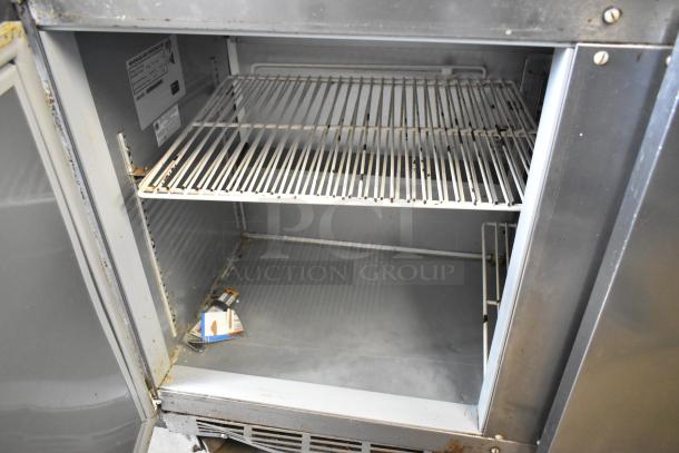 Beverage Air UCR72AY-23 undercounter cooler, stainless steel, 3 doors, 115V, 1 Phase, used condition with labels visible.