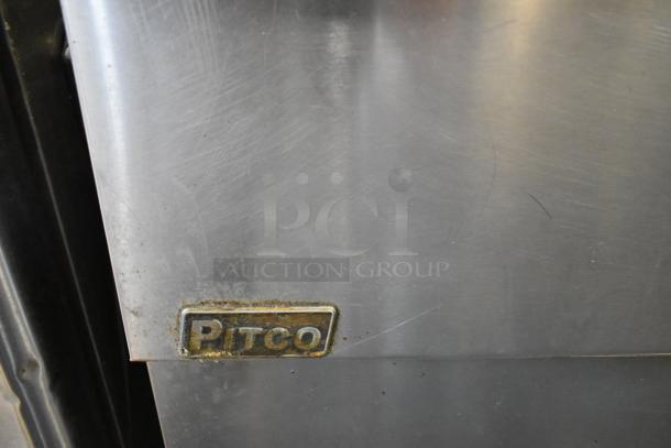 Pitco Frialator SG14T stainless steel commercial fryer with visible logo; natural gas, 100,000 BTU, includes 2 fry baskets.
