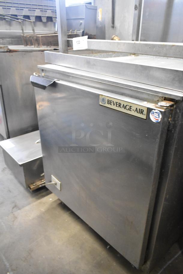 Beverage Air UCR27A-23 undercounter cooler, stainless steel finish, single door, commercial use, 115V, visible branding.