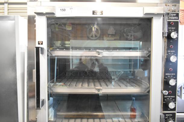 Super Systems OP-3 metal commercial oven proofer, 120/208V, 3 phase, featuring control knobs and glass front door.