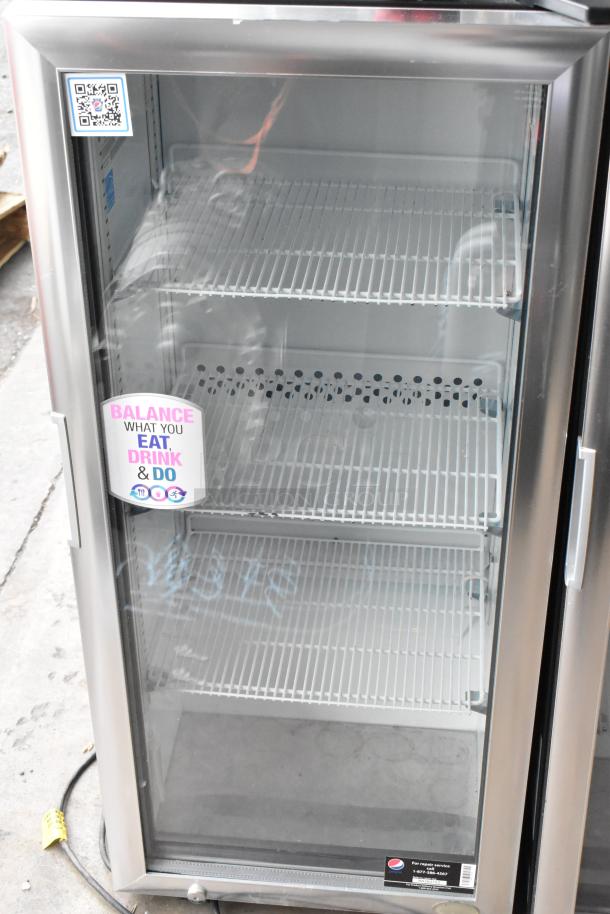 2021 IDW G4-H0234B Metal Mini Cooler Merchandiser, glass door, adjustable shelves, 110-120V, clean condition.