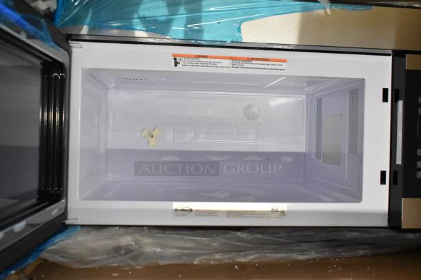 KoolMore KM-MOT-1SS Stainless Steel Microwave Oven, brand new, scratch and dent, 120 Volts, single phase, open interior view.
