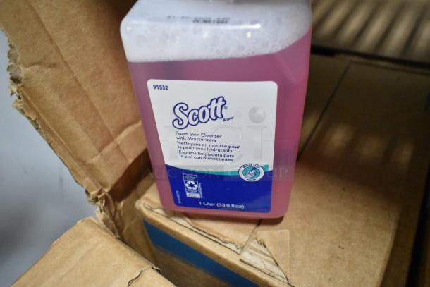 Scott Foam Skin Cleanser, 1L bottle, with moisturizers, item #91552, in tiered auction lot. Unopened, in cardboard packaging.