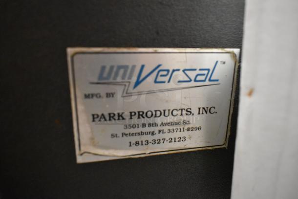 Universal Metal Countertop Unit label showing manufacturer details from Park Products, Inc., St. Petersburg, FL.