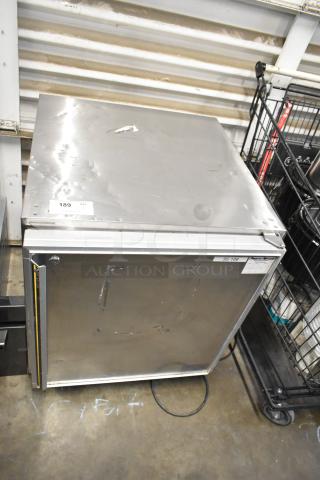 Silver King SKR27 Stainless Steel Commercial Single Door Undercounter Cooler on Commercial Casters. 115 Volts, 1 Phase. - Item #1216742