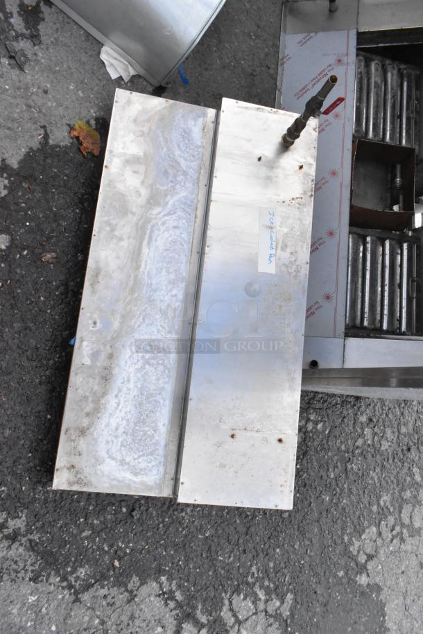 Stainless steel drop-in unit, shows signs of wear, includes label "JPC Cond Bn," suitable for commercial use.