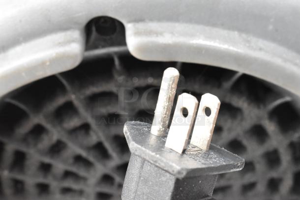 B Air VP-50 Poly Air Mover, black, 115V, 1 phase. Close-up of power plug and fan vent. Auction is for two units.