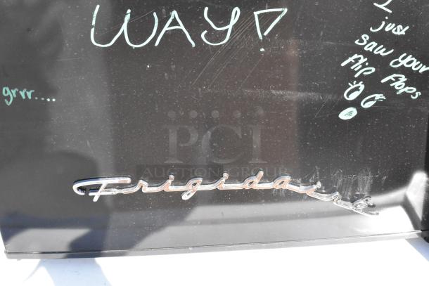 5 branded mini coolers including models from Frigidaire, GE, Galanz. Features include 115 Volts, single phase. Visible writing and Frigidaire logo.