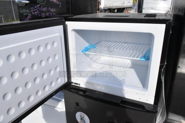 Five mini coolers, including Frigidaire EFR331-BLACK-6COM, GE, Frigidaire EFR780-6COM, Galanz GLR31TS1E02, Frigidaire FGFR334. 115V, 1 phase.