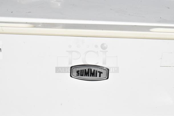 6 mini coolers including Summit FS22L. White finish, Summit logo visible. Good condition, 115 volts, 1 phase.