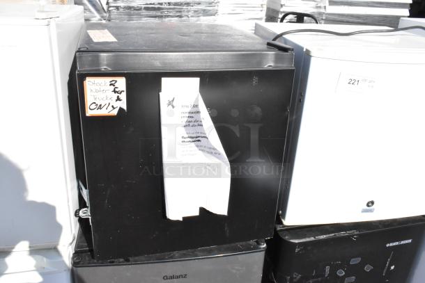 Six mini coolers including Galanz GL31S5, Whirlpool WH35S1E, Summit FS22L, and GE GME04GGHWW, all 115 volts, 1 phase.