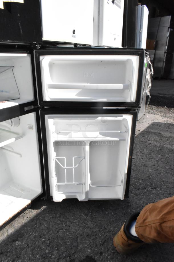 6 various mini coolers, open view, including Galanz, Whirlpool, Summit, GE models. 115 volts, single-phase condition.