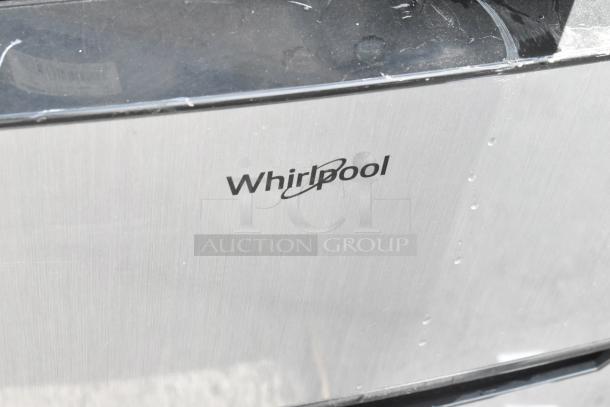 Whirlpool mini cooler with logo, part of a lot including Galanz GLR31TS1E02, GLR33MBKE23, GE WMR04BAPBB. 115 volts, 1 phase.