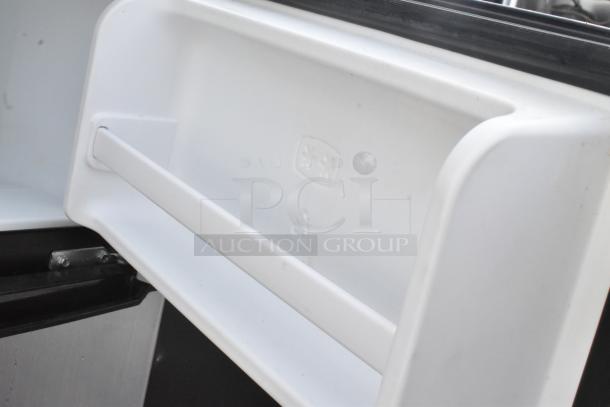 Four mini coolers, including Galanz and GE models, 115 volts, 1 phase, shown from the interior with door shelf detail.