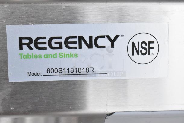 Regency 600S1181818R stainless steel sink with right drain board, brand new with scratch and dent, NSF certified label.