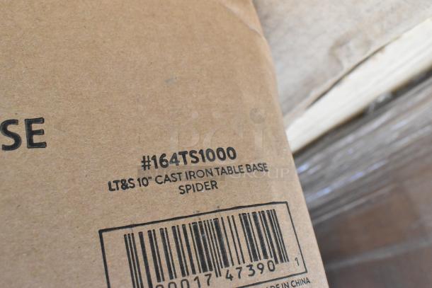 Label showing #164TS1000 cast iron table base spider on cardboard with barcode.
