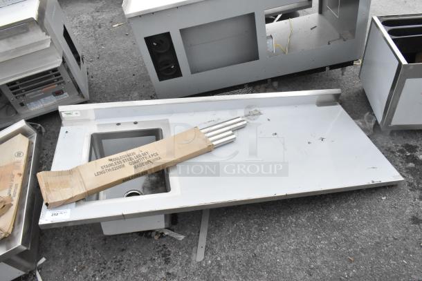 BRAND NEW Regency 600ST3072L 30"x72" stainless steel tabletop with left sink, 16 gauge, minor scratches.