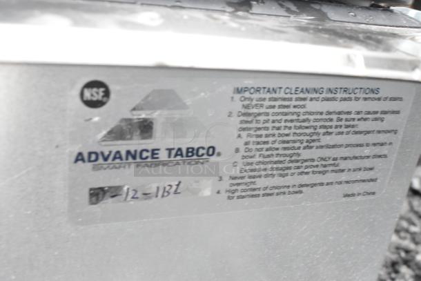 Brand new Advance Tabco D-12-IBL stainless steel drop-in ice bin, 12" x 18", scratch and dent condition, NSF certified.