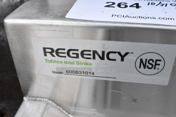 Regency 600B31014 3 Bowl Underbar Sink, 38.5"x18.75", brand new scratch and dent, NSF certified label visible.