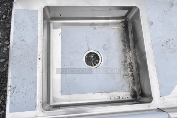 Regency 600DDTI60R 5' stainless steel soiled L-shape dishtable, scratch and dent condition, no legs included.