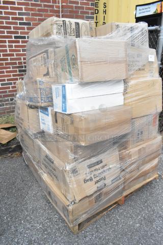 25 BRAND NEW SCRATCH AND DENT! Items Including Lids, Paper Plates, Coffee Cups, Take Out Containers. See Description for Detalis. 25 Times Your Bid! - Item #1216846