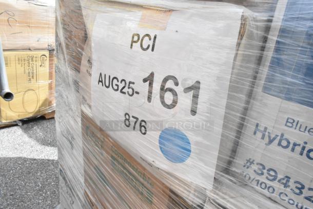 Pallet of 28 new scratch and dent items, including ice bags, containers, and plastic spoons. Labeled "PCI AUG25-161 876."