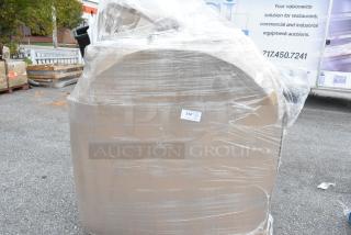 15 brand new scratch and dent items, including napkin dispenser, trash can, and towels, shrink-wrapped on pallet.