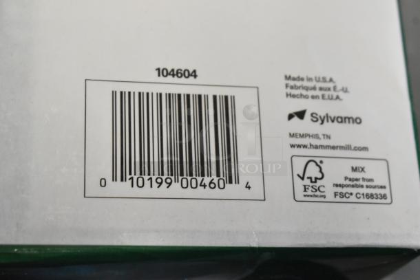 Label on ream of paper showing barcode and text: "Made in U.S.A., Sylvamo, MEMPHIS, TN, FSC certified."