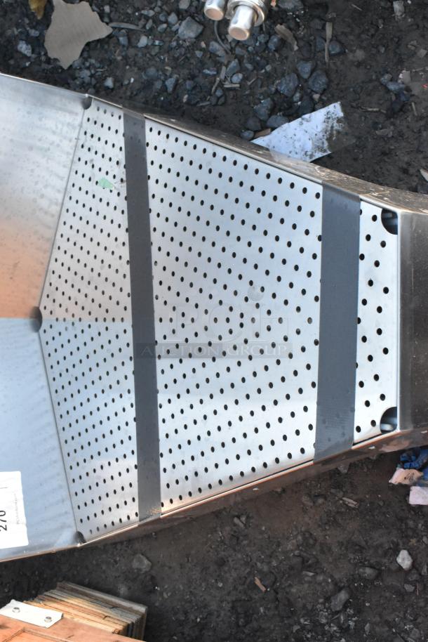 Regency 600CFI2445S 24"x24" stainless steel inside corner underbar filler, 45-degree angle, no legs, perforated design.