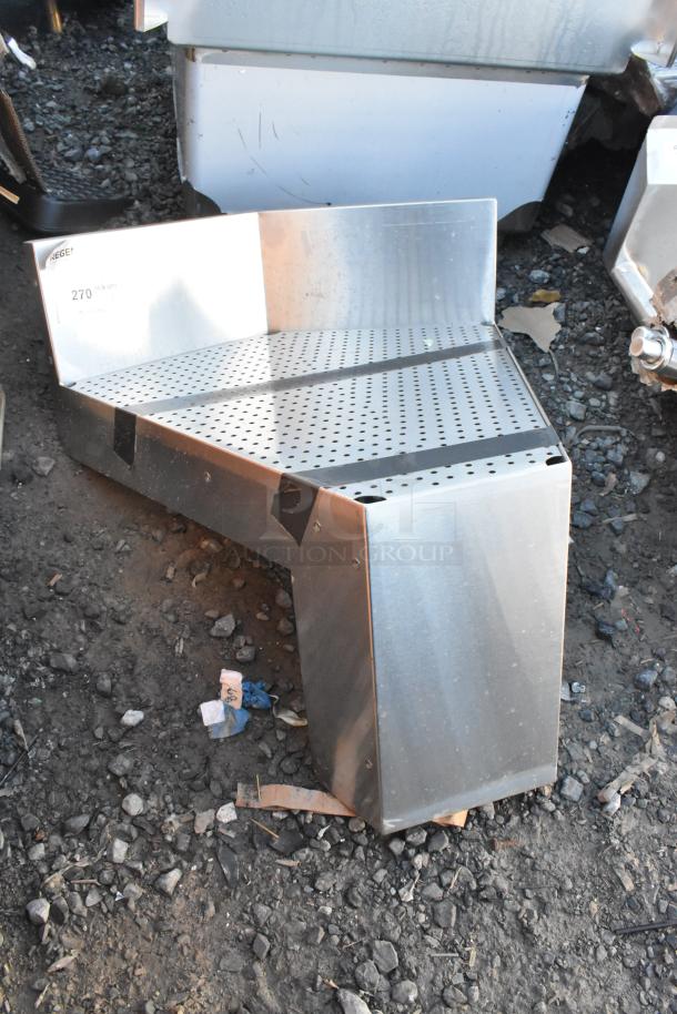 Regency 24"x24" 45-degree angle inside corner underbar filler, stainless steel, no legs, slightly scuffed surface.