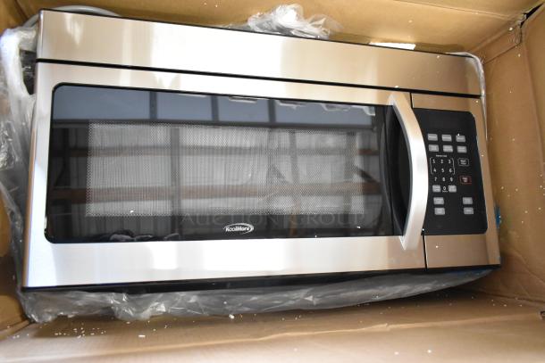Brand new KoolMore KM-MOT-1SS stainless steel microwave with minor scratches. 120 volts, 1 phase, includes plate.