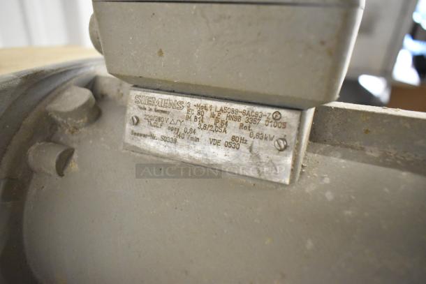 Rondo Seewer 50339 metal commercial reversible dough sheeter, 208/240V, model number visible on Siemens label, bench style.