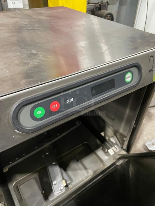 Hobart LX30H stainless steel commercial undercounter dishwasher, electric-powered, 120/208V 1 Phase, model LX30H.