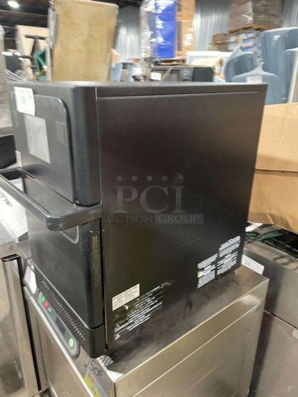 MerryChef Eikon E2S high-speed cook oven, black, electric, countertop model on legs, 208/240V, 1 phase, serial 2301213091000.