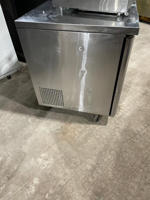 Turbo Air M3 Series 2 Door Stainless Steel Undercounter Freezer, Model MUF-48, Energy Star, on casters, with poly-coated rack.