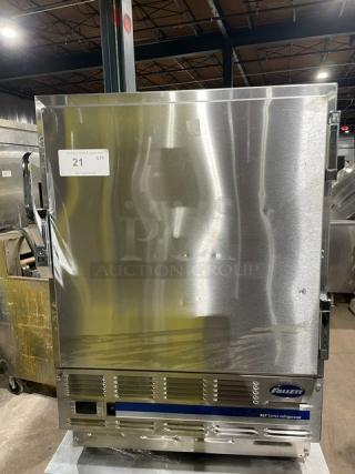 Follett REF Series stainless steel undercounter refrigerator, Model REF5, single solid door, medical-grade, poly coated rack.