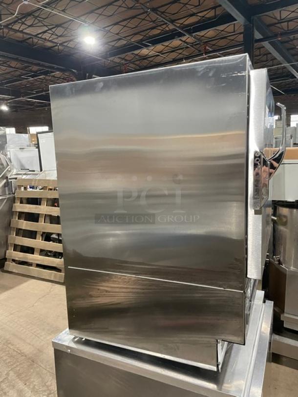 Follett REF5 stainless steel undercounter refrigerator, medical-grade, single solid door, with poly-coated wire rack, 115V.