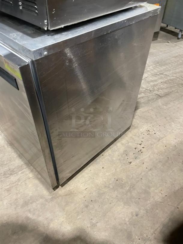 Delfield 406CA-DHL-DD1 stainless steel undercounter refrigerator, Energy Star certified, on casters, poly coated rack included.