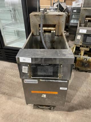 Frymaster FilterQuick commercial fryer, Model 1FQE80U0ZQTZB17, stainless steel, with touchscreen and filtration system, on casters.