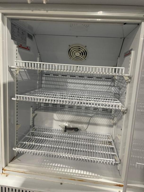 Accucold Pharma-Vac ARS6PV medical-grade refrigerator with poly-coated wire rack, free-standing, ADA height, commercial use.