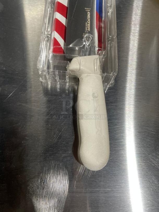 Brand new Dexter Russell Sani-Safe Series 10" Cimeter Steak Knife, model S132-10, with white Ecogrip handle.