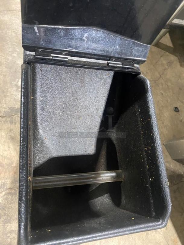 Bunn G3HD Commercial Coffee Grinder, black, 3 lb. capacity. Interior of coffee hopper shown, minor wear visible.