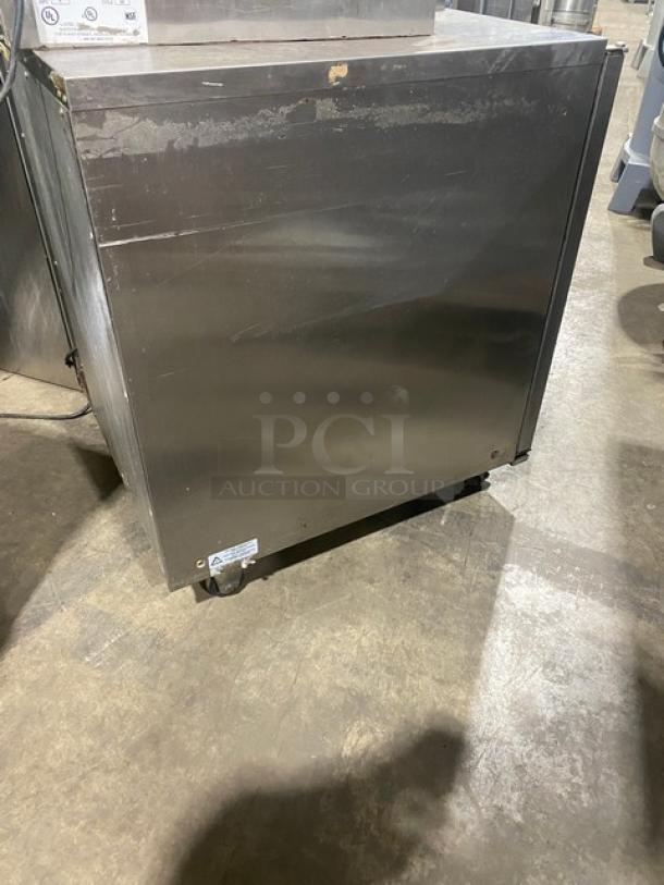 Moffat Turbofan Series P8M stainless steel heated holding/proofing cabinet on casters, electric, 8-pan capacity.