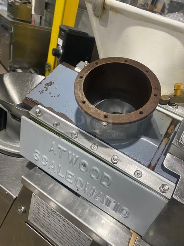 Atwood Scale-O-Matic S300 commercial dough divider/rounder, stainless steel, electric, conveyor outfeed, on casters.