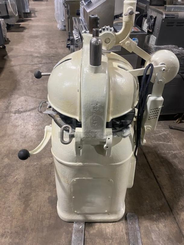 Edmund Schroder Fortuna semi-automatic dough divider/rounder, electric powered, with rounding plate, model 208V, floor model.