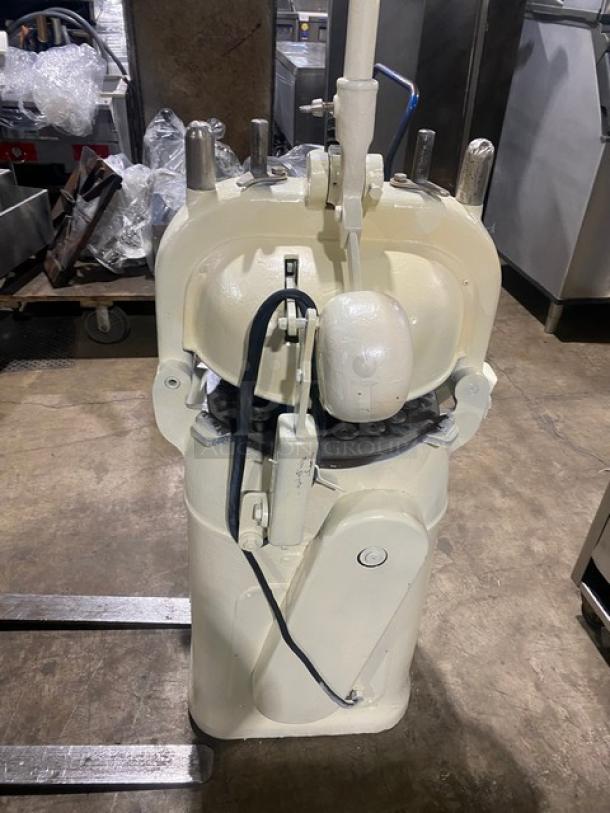 Edmund Schroder Fortuna semi-automatic dough divider/rounder, floor model, electric, 208V, with rounding plate, good condition.